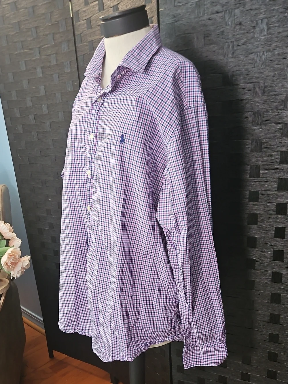Polo Ralph Lauren Men's Long-Sleeve Check Button-Up Shirt - Lavender/Navy - XXL